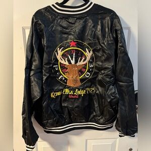 80’s Satin Bomber Jacket Kenai Elks Lodge Alaska XL Vintage Hartwell Made in USA